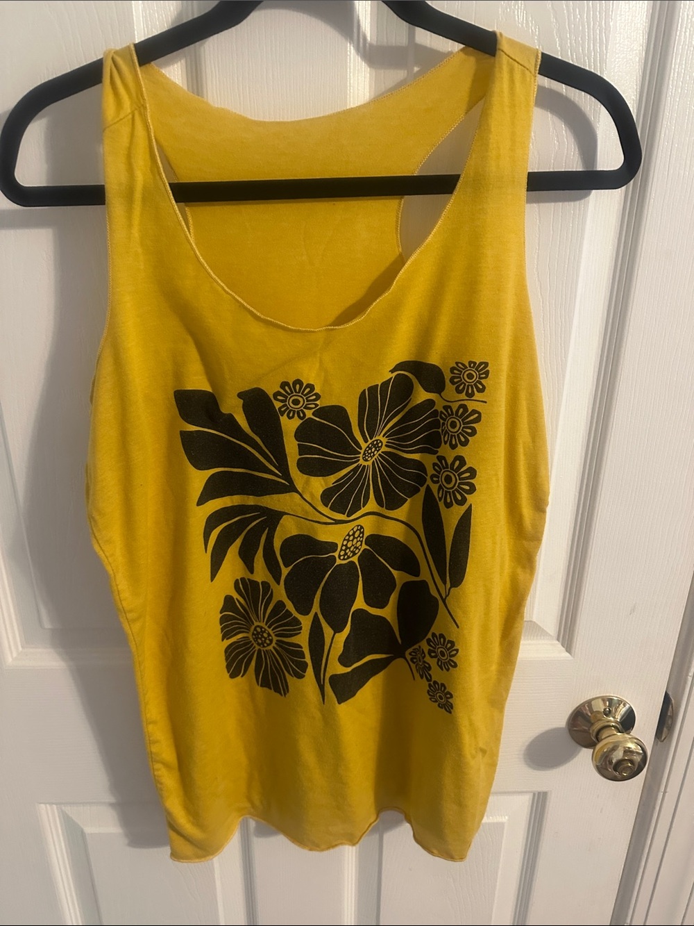 Yellow Floral Sleeveless Tank Top - Women's Casual Graphic Tee